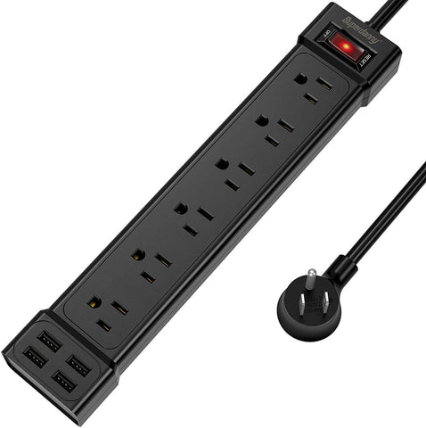 Wall Mountable USB Surge Protector Power Strip with USB Ports 6 Outlet Plugs