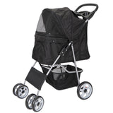 Dog Stroller Pet Travel Carriage 4 Wheeler w/Foldable Carrier Cart & Cup Holder