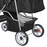 Dog Stroller Pet Travel Carriage 4 Wheeler w/Foldable Carrier Cart & Cup Holder
