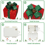 3 Christmas Decorations Lighted Gift Boxes with 60LED for Indoor Outdoor