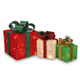 3 Christmas Decorations Lighted Gift Boxes with 60LED for Indoor Outdoor