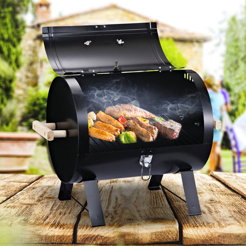 20" Outdoor Tabletop BBQ Charcoal Grill Metal Free-standing w/Wooden Handle