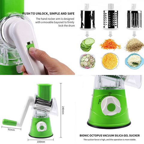  Kitchen Manual Rotary Cheese Grater with Handle