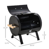 20" Outdoor Tabletop BBQ Charcoal Grill Metal Free-standing w/Wooden Handle