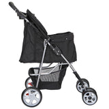 Dog Stroller Pet Travel Carriage 4 Wheeler w/Foldable Carrier Cart & Cup Holder