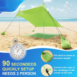 7.6x7.2FT Beach Tent Sun Shelter Portable Sun Shade Canopy Awning with Sandbag