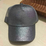 Glitter Ponytail Messy Bun Trucker Hat