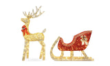 4ft Reindeer & Sleigh Outdoor Decoration w/ 205 LED Lights