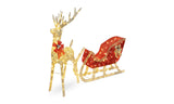 4ft Reindeer & Sleigh Outdoor Decoration w/ 205 LED Lights