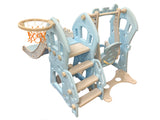 3 in 1 Toddler Climber Slide Swing Set with Basketball Hoop