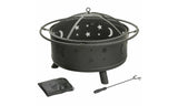 30in Round Star Moon Fire Pit with Cover Poker and Screen