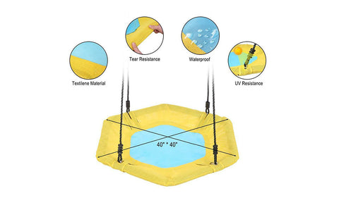 40" Kids Hexagon Tree Net Swing Set Playground Indoor Outdoor Detachable Rope
