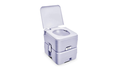 5gal Portable Toilet with Waste Tank, Built-in Rotating Spout, Powerful Push Pump Compact Commode