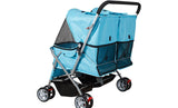 Double Twin Pet Stroller Folding Dog Cat Carrier Travel Cart