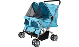 Double Twin Pet Stroller Folding Dog Cat Carrier Travel Cart