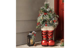 40in Santa Boots with Decorated Christmas Tree & Lights