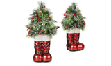 40in Santa Boots with Decorated Christmas Tree & Lights